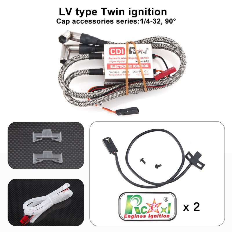 Rcexl CDI Twin Ignition for LV Type Twin Cylinders ME8 1/4-32 90 Degree