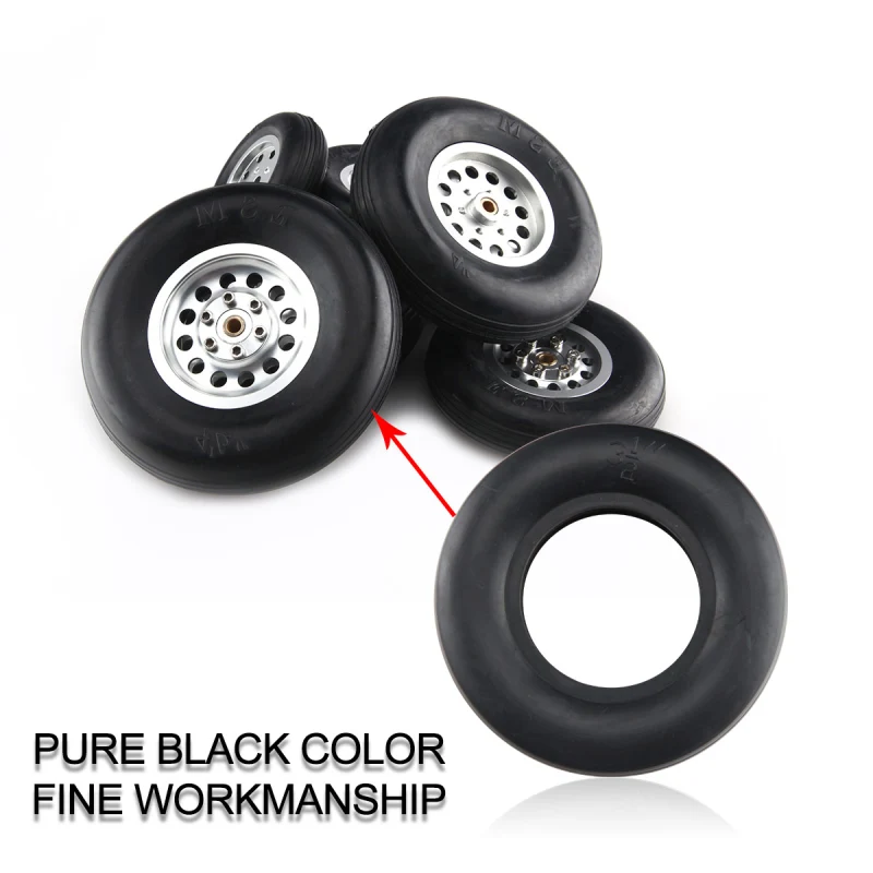 1Pair Durable Rubber Wheels for RC Plane - Size 1.7~4.5inch to Pick