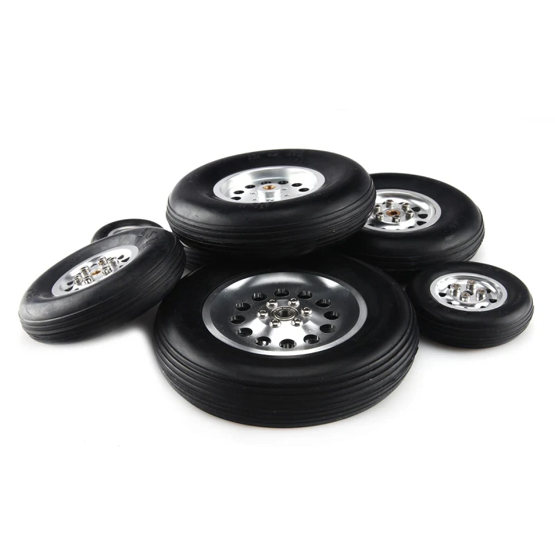 1Pair Durable Rubber Wheels for RC Plane - Size 1.7~4.5inch to Pick