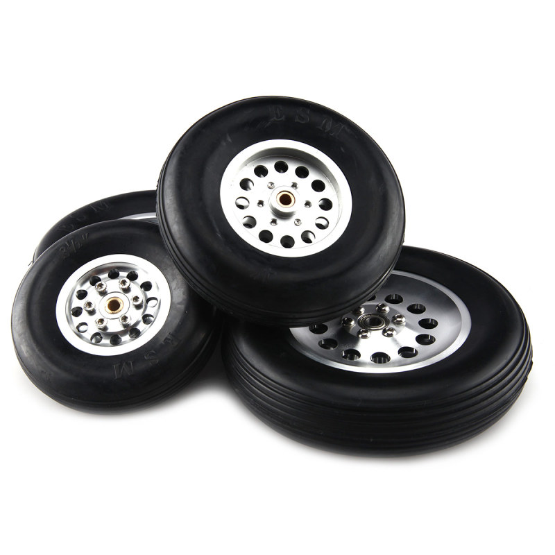 1Pair Durable Rubber Wheels for RC Plane - Size 1.7~4.5inch to Pick