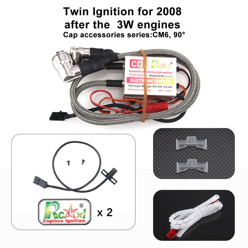 Rcexl single/Twin Ignition CDI for NGK CM6 10mm 90 Degree for 3W Engine After 2008