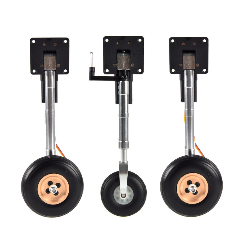 Electric Servoless Retracts Landing Gears Anti-vibration with Wheels 200mm for 4-6kg RC Plane