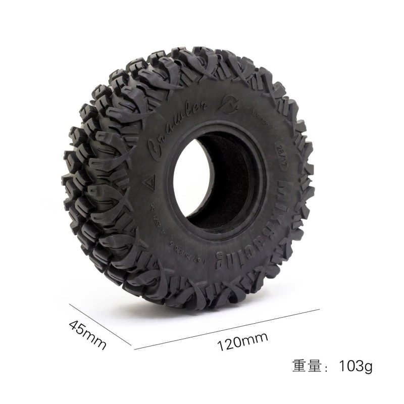 120MM 1.9&quot; Rubber Rocks Tyres / Wheel Tires for 1:10 RC Rock Crawler Axial SCX10 D90 TRX-4 CC01 4PCS