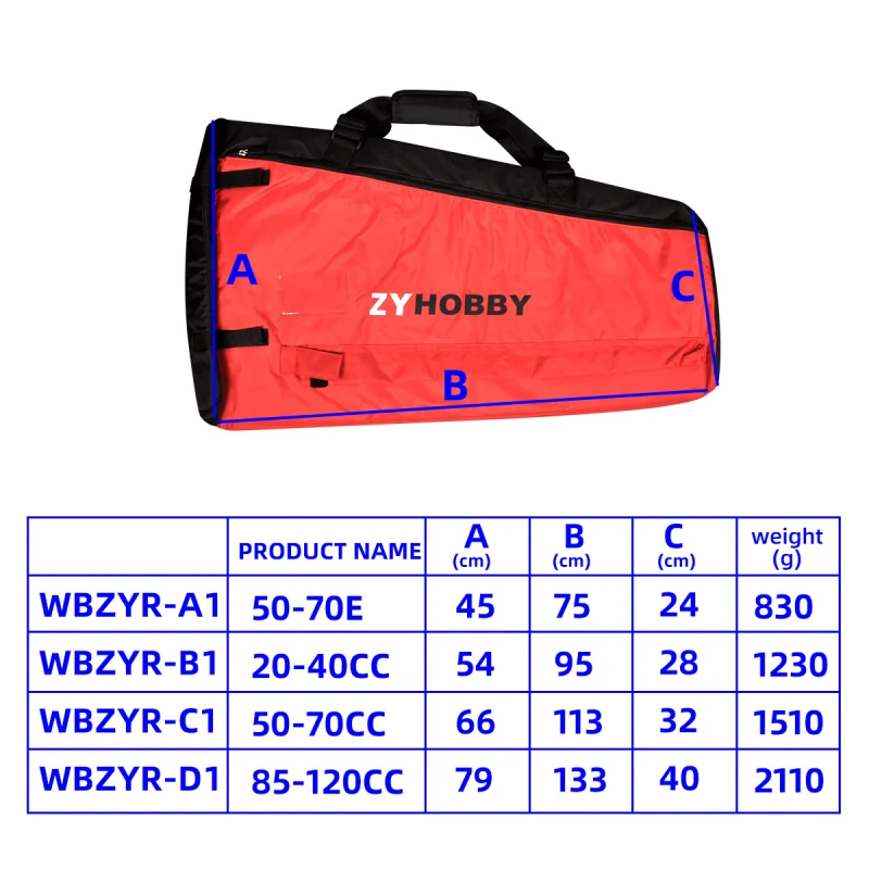 RC Wing Bag Medium Waterproof For 70-79in 3D Airplane 20-40CC/ 120E-170E RC Plane