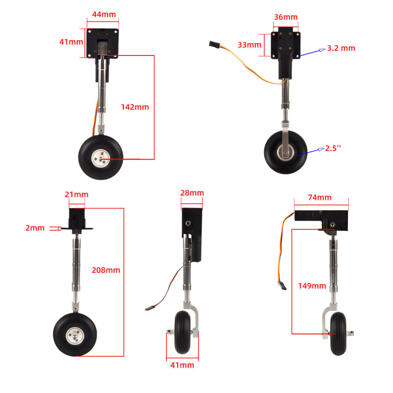 1pc Electric Servoless Retractable Landing Gear w/ Wheel for 4-6kg 120E RC Model