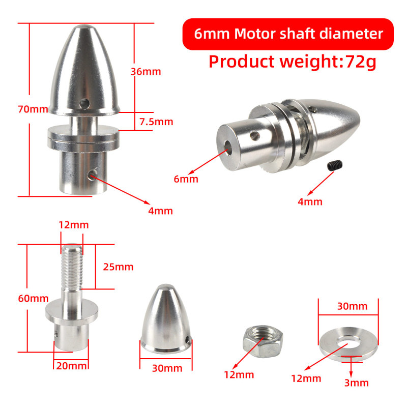 2mm, 3mm, 3.17mm, 4mm, 5mm, 6mm, 8mm RC Aluminum Bullet Propeller Adapter Holder/ Prop Shaft