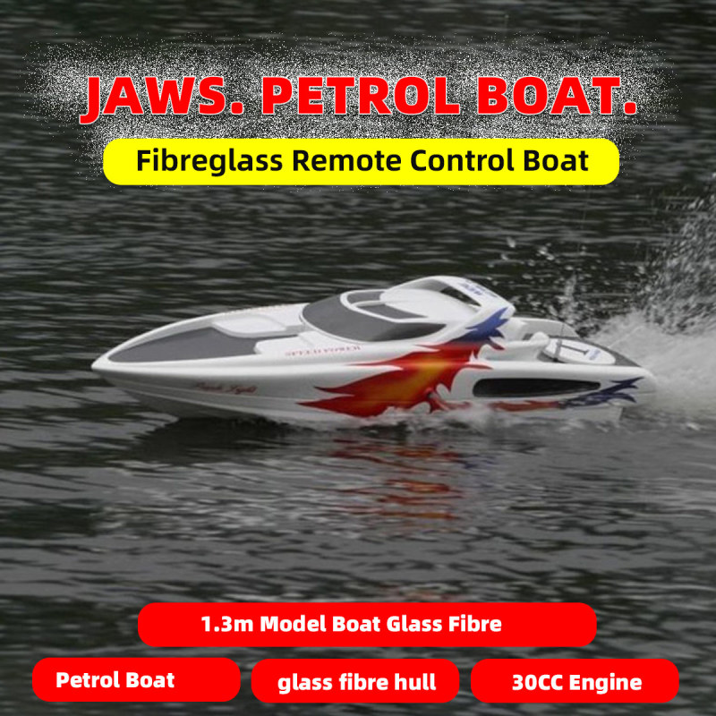 JAWS Gasoline Ship 1.3m15.5KG 30CC Engine Hull Model Fiber Glass Remote Control Ship