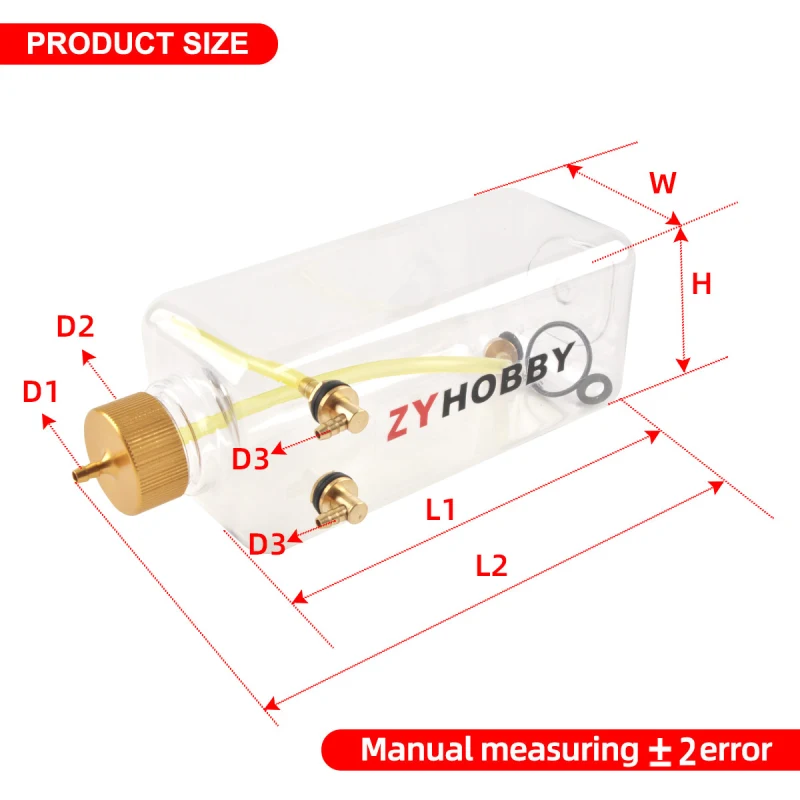 ZYHOBBY RC Fuel Tank Transparent Plastic Bottle 260/360/500/700/1000/1500 ML/CC CNC Aluminum Alloy for Gas and Nitro Airplane Model