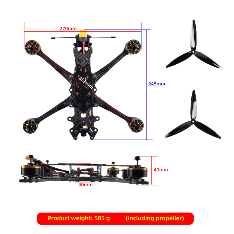 ZYHOBBY 7 inch traverser unmanned aerial model aircraft FPV 3K carbon fiber frame quadcopter racing drone