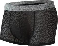 Men Sexy Lace Seamless Boxer Briefs Man Ultra-Thin Breathable Underwear-男士性感蕾絲無縫拳擊短褲男士超薄透氣內褲
