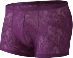 Men Sexy Lace Seamless Boxer Briefs Man Ultra-Thin Breathable Underwear-男士性感蕾絲無縫拳擊短褲男士超薄透氣內褲