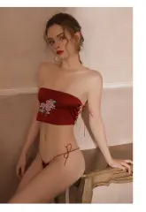 手工刺繡鍛感面料中式古典抹胸內褲套裝-Handmade Embroidery Forged Fabric Chinese Classical Bra and Underwear Set