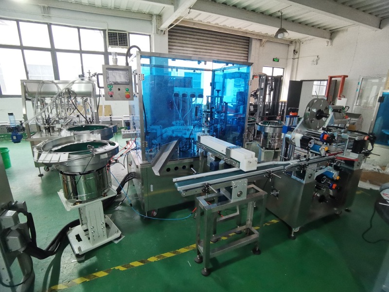 Automatic card sprayer filling capping and labeling machine