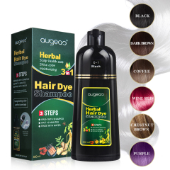 Augeas 500ml black herbal dark brown hair dye color shampoo