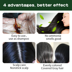 Augeas 500ml black herbal dark brown hair dye color shampoo