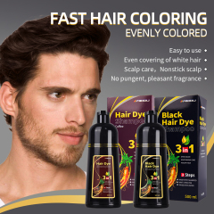 Meidu new Natural Ammonia Free meidu 100% Grey Covering Lasting Effect 500ml 3 in 1 black hair dye shampoo