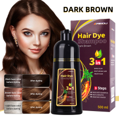 Meidu new Natural Ammonia Free meidu 100% Grey Covering Lasting Effect 500ml 3 in 1 black hair dye shampoo