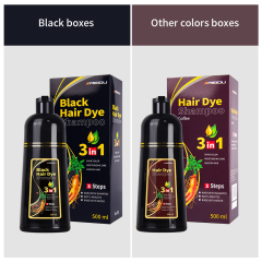 Meidu new Natural Ammonia Free meidu 100% Grey Covering Lasting Effect 500ml 3 in 1 black hair dye shampoo