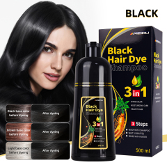 Meidu new Natural Ammonia Free meidu 100% Grey Covering Lasting Effect 500ml 3 in 1 black hair dye shampoo