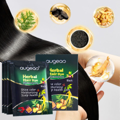 New Augeas Ammonia free 3 In 1 permanent black herbal dark brown sachet black hair dye shampoo