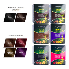 New Augeas Ammonia free 3 In 1 permanent black herbal dark brown sachet black hair dye shampoo