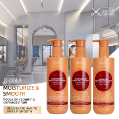 Jiessia hair care treatment repair damaged smooth moisturizing anti dandruff control oil keratin hair shampoo and conditioner
