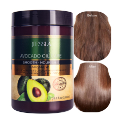 Jiessia private label hair care treatment avocado anti frizz smooth repair damaged hair mask