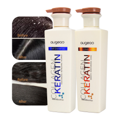 Augeas hair care treatment anti frizz keratin collagen scalp care hair shampoo and conditioner set