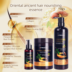 Wholesale meidu collagen herbal ginger natural anti dandruff control oil hair shampoo mask oil hair care set
