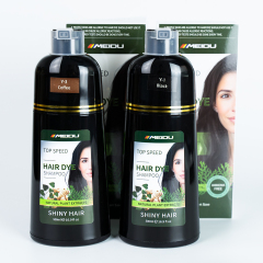 Meidu Ammonia Free Covers Canas White Herbal Dark Brown 3 in 1 Black Hair Dye Shampoo for Gray Hair