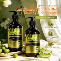 New Products Moisturizing Repair Damaged Hair Anti-Dandruff Anti-Frizz Refreshing Smoothing Hair Care Set 500ml Olive Oil Aloe Vera Shampoo