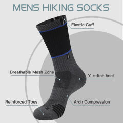 COOPLUS 5 Pairs Men's Hiking Walking Sock Breathable Crew Socks Size 10-13