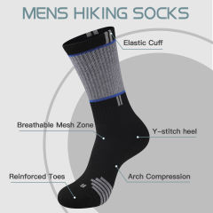 COOPLUS 5 Pairs Men's Hiking Walking Sock Breathable Crew Socks Size 10-13