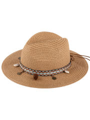 COOPLUS Womens Summer Straw Hat Wide Brim Foldable Panama Sun Protection Hat Boho Decorative Bands For Women