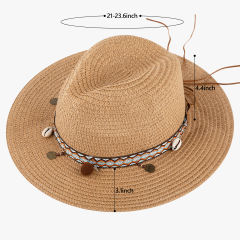 COOPLUS Womens Summer Straw Hat Wide Brim Foldable Panama Sun Protection Hat Boho Decorative Bands For Women