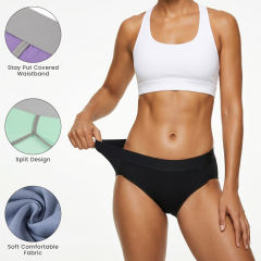 COOPLUS 5-Pack Cotton Underwear for Women No Show Hi-Cut Stretch Breathable Full Coverage Comfort Panties