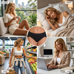 COOPLUS 5-Pack Cotton Underwear for Women No Show Hi-Cut Stretch Breathable Full Coverage Comfort Panties