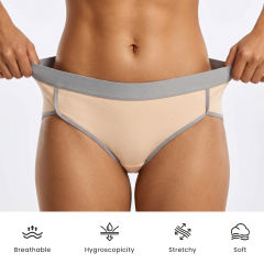 COOPLUS 5-Pack Cotton Underwear for Women No Show Hi-Cut Stretch Breathable Full Coverage Comfort Panties