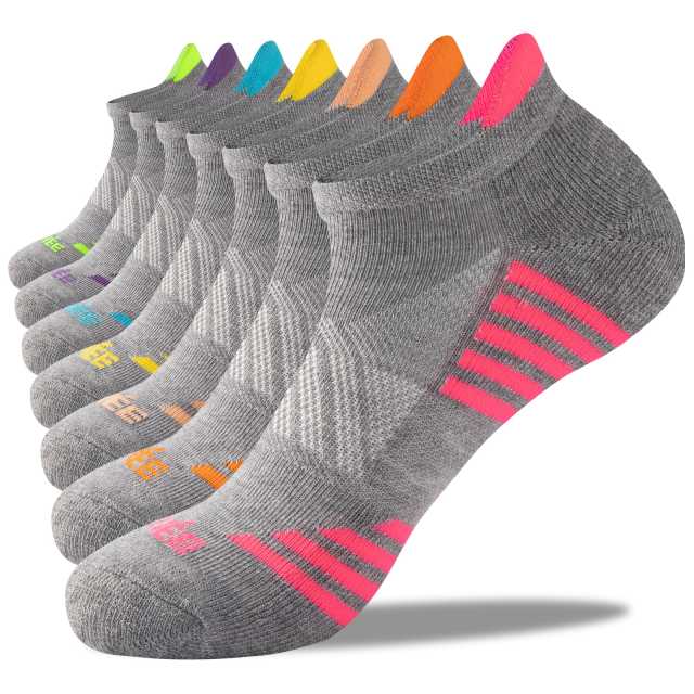EALLCO Womens Athletic Ankle Socks Women Low Cut Cushioned Socks 7 Pairs