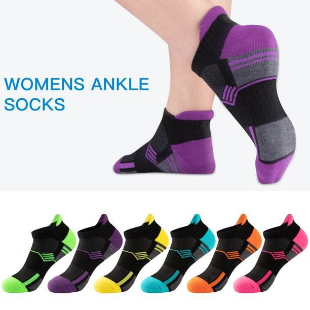 EALLCO Womens Ankle Socks Low Cut Socks Cushioned Running Socks 6 Pairs