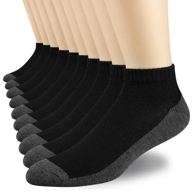 EALLCO 10 Pairs Mens Athletic Low Cut Socks Men Ankle Cushioned Socks
