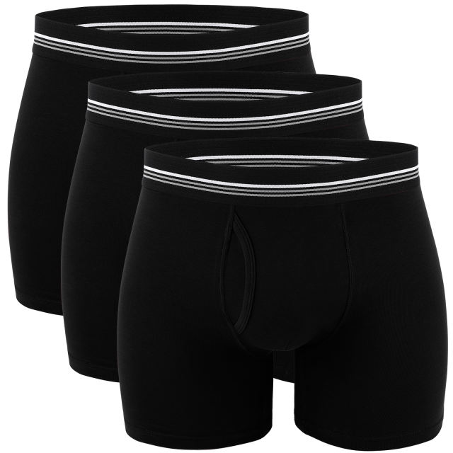 EALLCO Men's Boxer Briefs Underwear for Men Cotton Stretch Comfortable Underwear Trunks (3 Pieces)