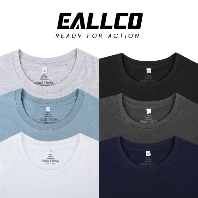 EALLCO Mens Cotton T-shirts 4packs Shirt for Men Crew Neck Comfortable & Soft Short Sleeves