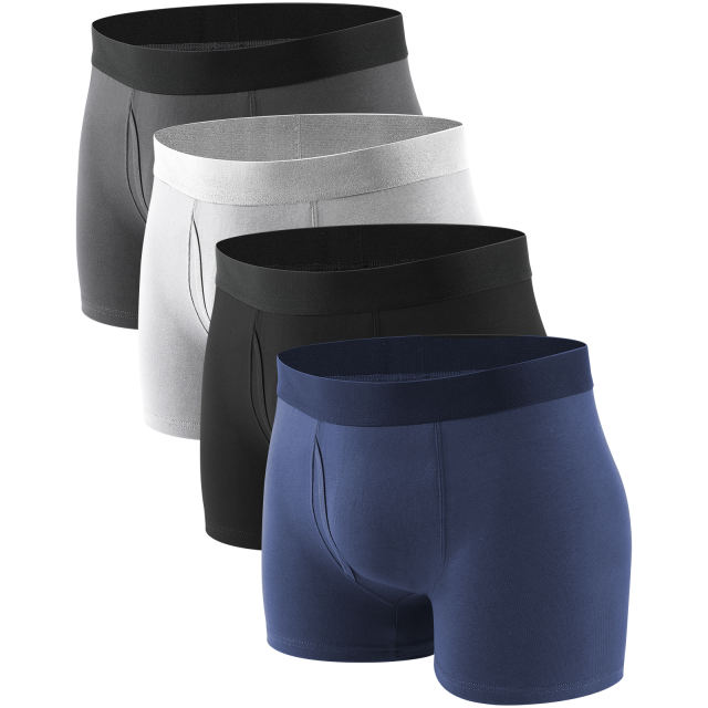 EALLCO Men's Underwear Boxer Briefs Cotton Stretch Comfortable Soft Underwear Trunks (4 Pieces)