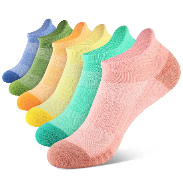 EALLCO Women's Ankle Low Cut Socks Athletic Cushioned Running Socks for Women 6 Pairs
