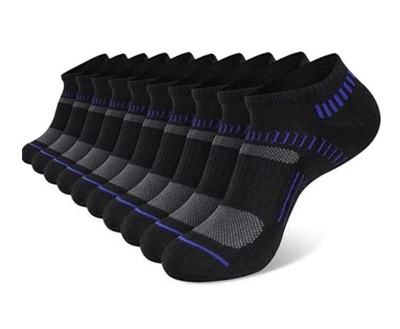 EALLCO 10 Pairs Mens Ankle Socks Breathable Cushion Socks for Men Compression Arch Socks
