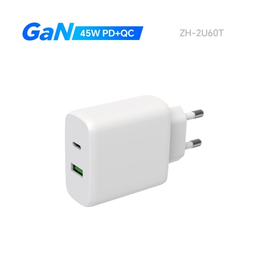 Zonhope 45W GaN Dual Port USB-A Type-C Wall Charger For iPhone