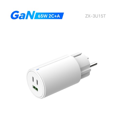Zonhope New Design GaN 65W USB C Charger 3 Port Fast PD GaN Wall Charger With UK Plug