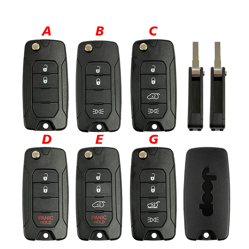CS086005  For Jeep Renegade 2015/6/7/8 Flip Remote Car Key Shell Case With Uncut SIP22 Blade Replacement With Logo