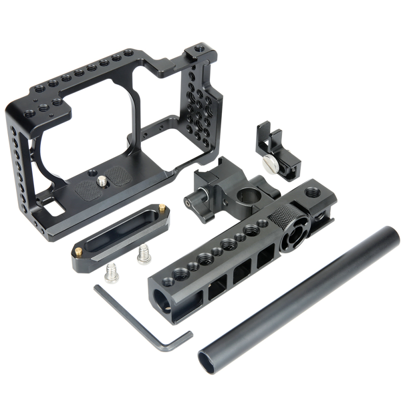 NICEYRIG A6400 A6300 A6000 Camera Cage Kit with NATO Handle Cable Clamp 15mm Rod NATO Rail for DLSR Sony A6300 A6000